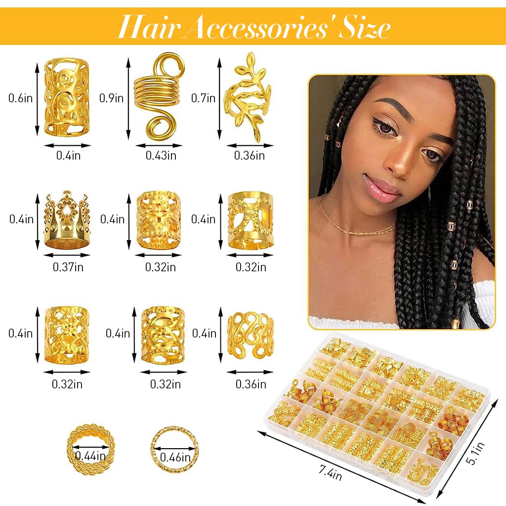 PALAY® 220 Pcs Gold Hair Jewelry for Women Braids Stylish Metal Hair Pendants Charm for Braids, Hair Extension, Dreadlocks Rings Cuffs Clips Hair Accessories for Women Girls PALAY® 220 Pcs Gold Hair Jewelry for Women Braids Stylish Metal Hair Pendants Charm for Braids, Hair Extension, Dreadlocks Rings Cuffs Clips Hair Accessories for Women Girls